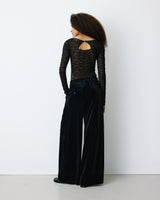 Pantalon tailleur oversize en velours noir Benson