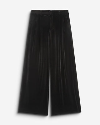 Pantalon tailleur oversize en velours noir Benson