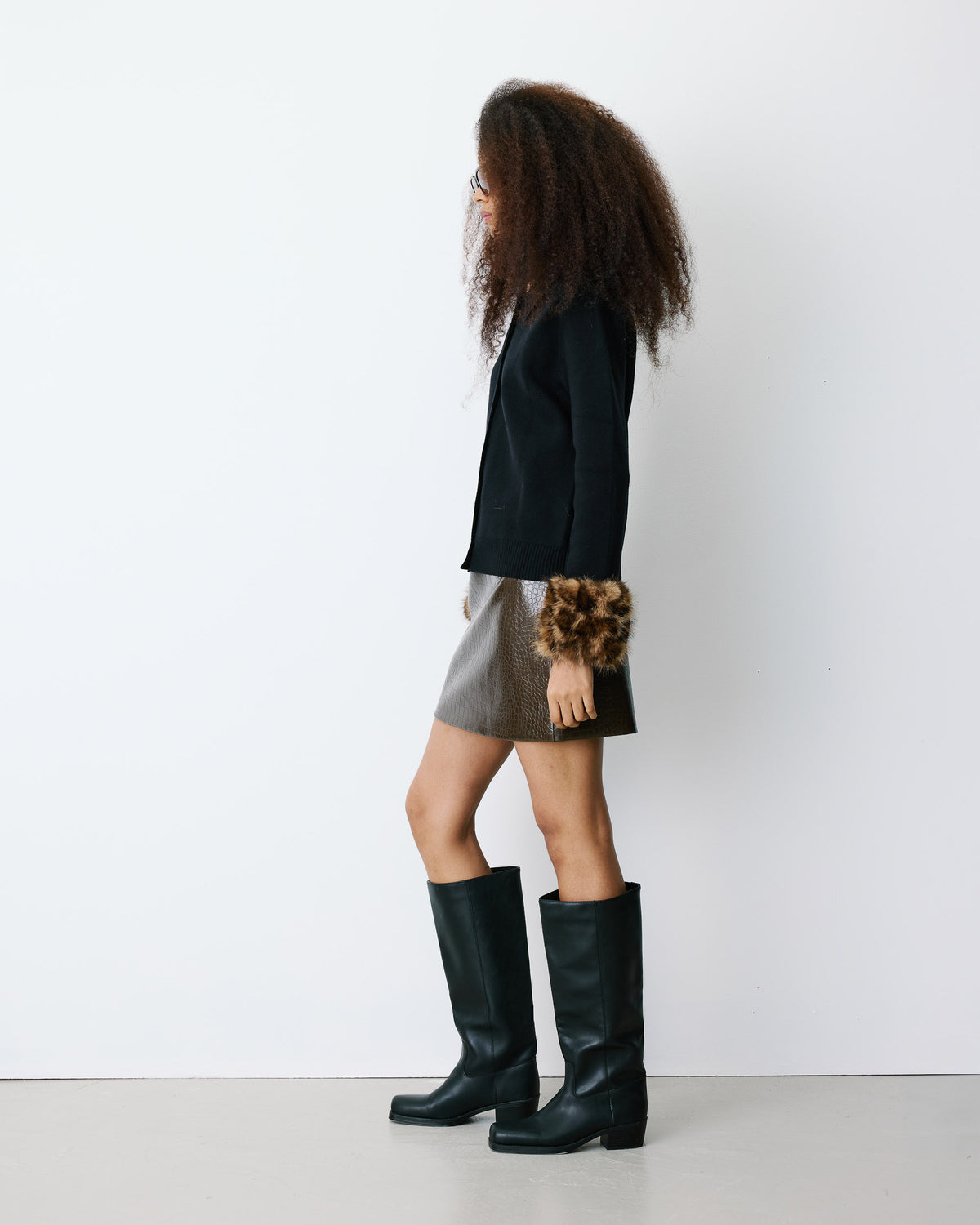 Faux leather mini skirt chocolat Betty