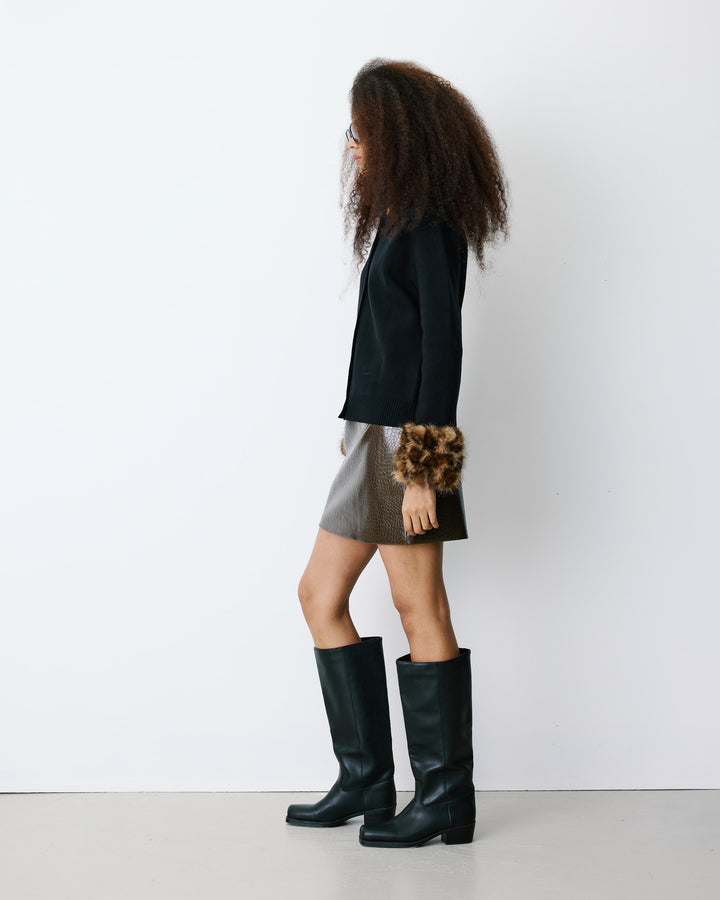 Faux leather mini skirt chocolat Betty