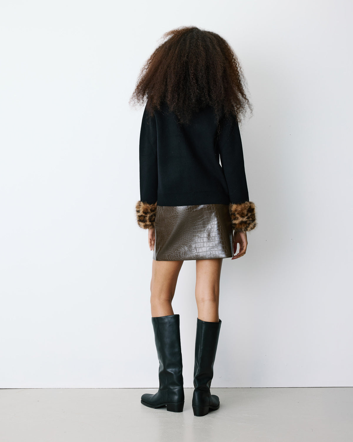 Faux leather mini skirt chocolat Betty