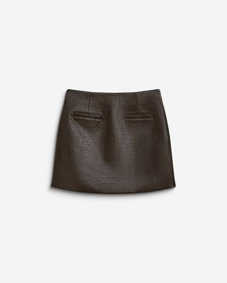Faux leather mini skirt chocolat Betty