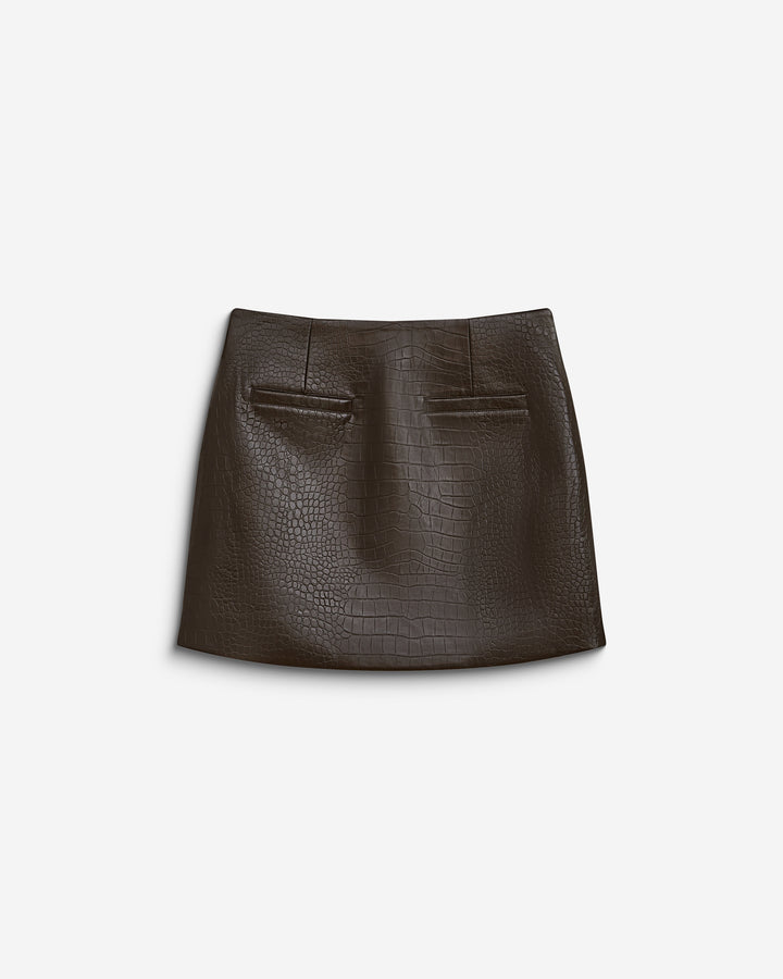 Faux leather mini skirt chocolat Betty
