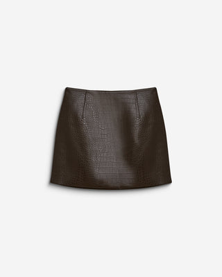 Faux leather mini skirt chocolat Betty