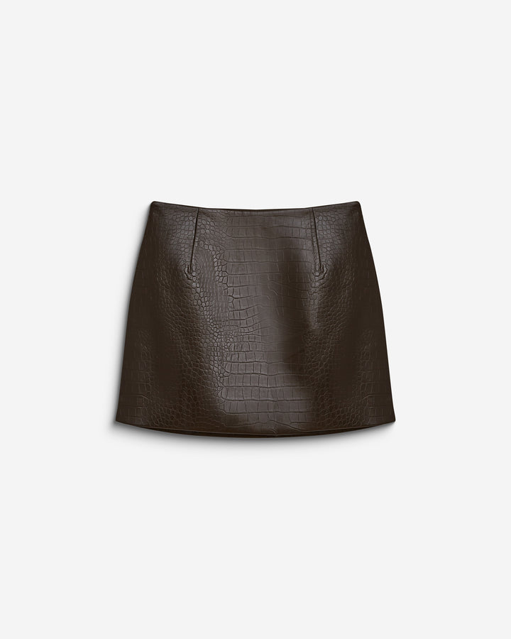 Faux leather mini skirt chocolat Betty