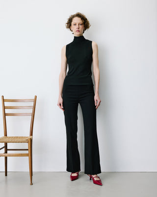 Pantalon tailleur flare à ceinture plate noir Bryan