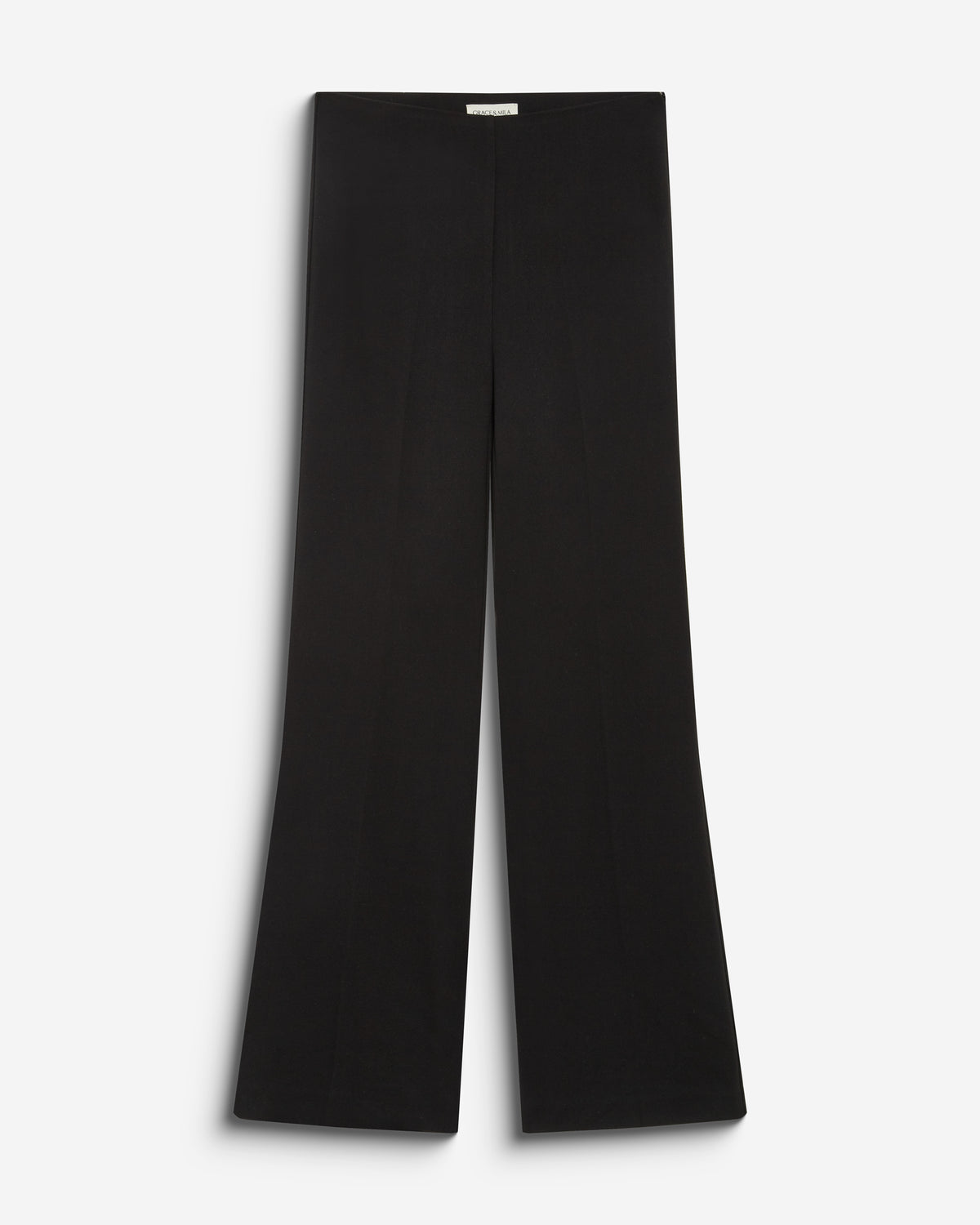 Pantalon tailleur flare à ceinture plate noir Bryan
