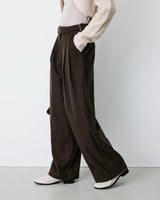 Pantalon tailleur large motif chevrons chocolat Bastien
