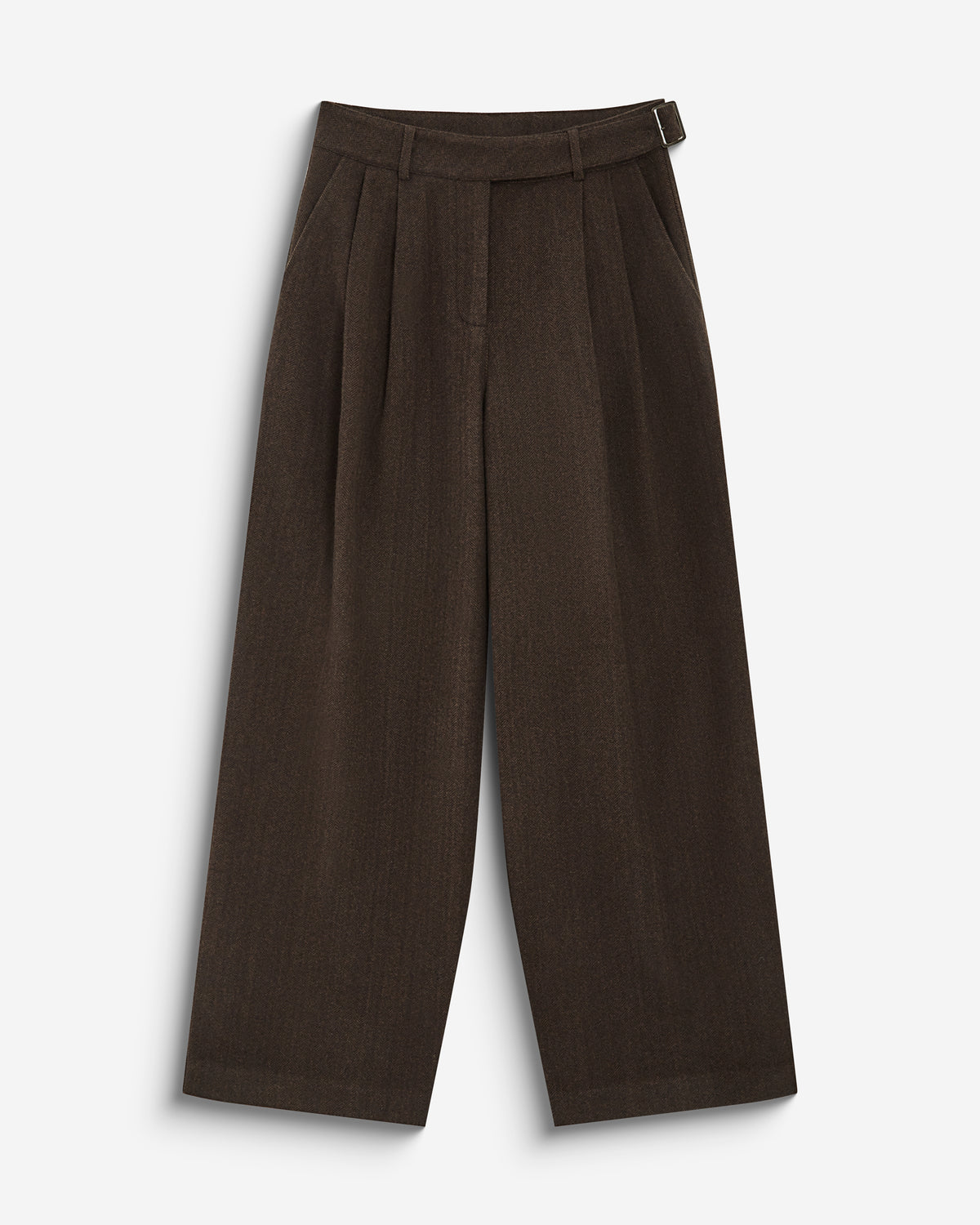 Pantalon tailleur large motif chevrons chocolat Bastien
