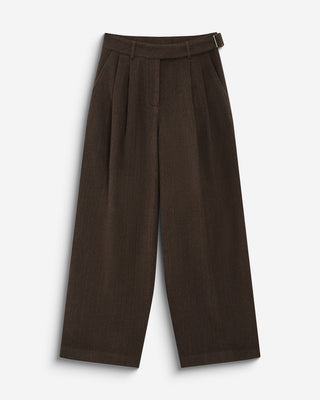 Pantalon tailleur large motif chevrons chocolat Bastien
