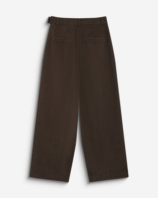 Pantalon tailleur large motif chevrons chocolat Bastien