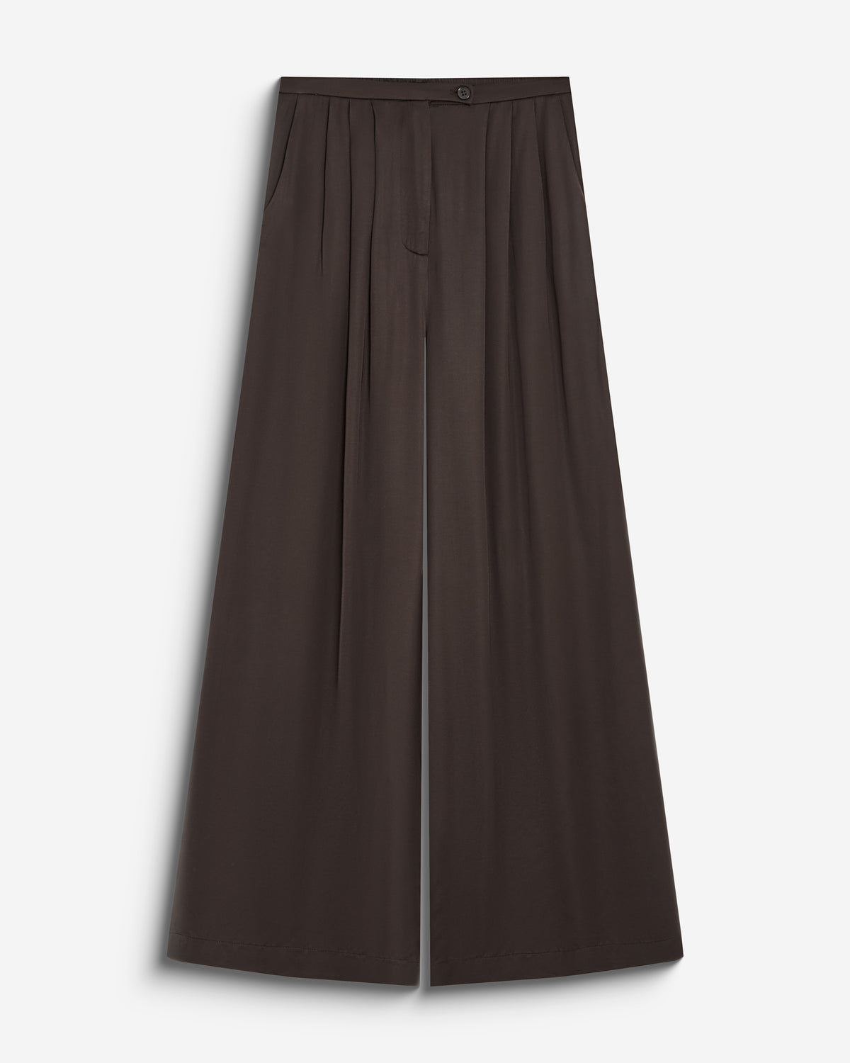 Pantalon en satin fluide à pinces chocolat Barnabe