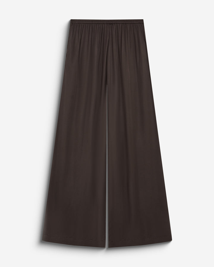 Pantalon en satin fluide à pinces chocolat Barnabe