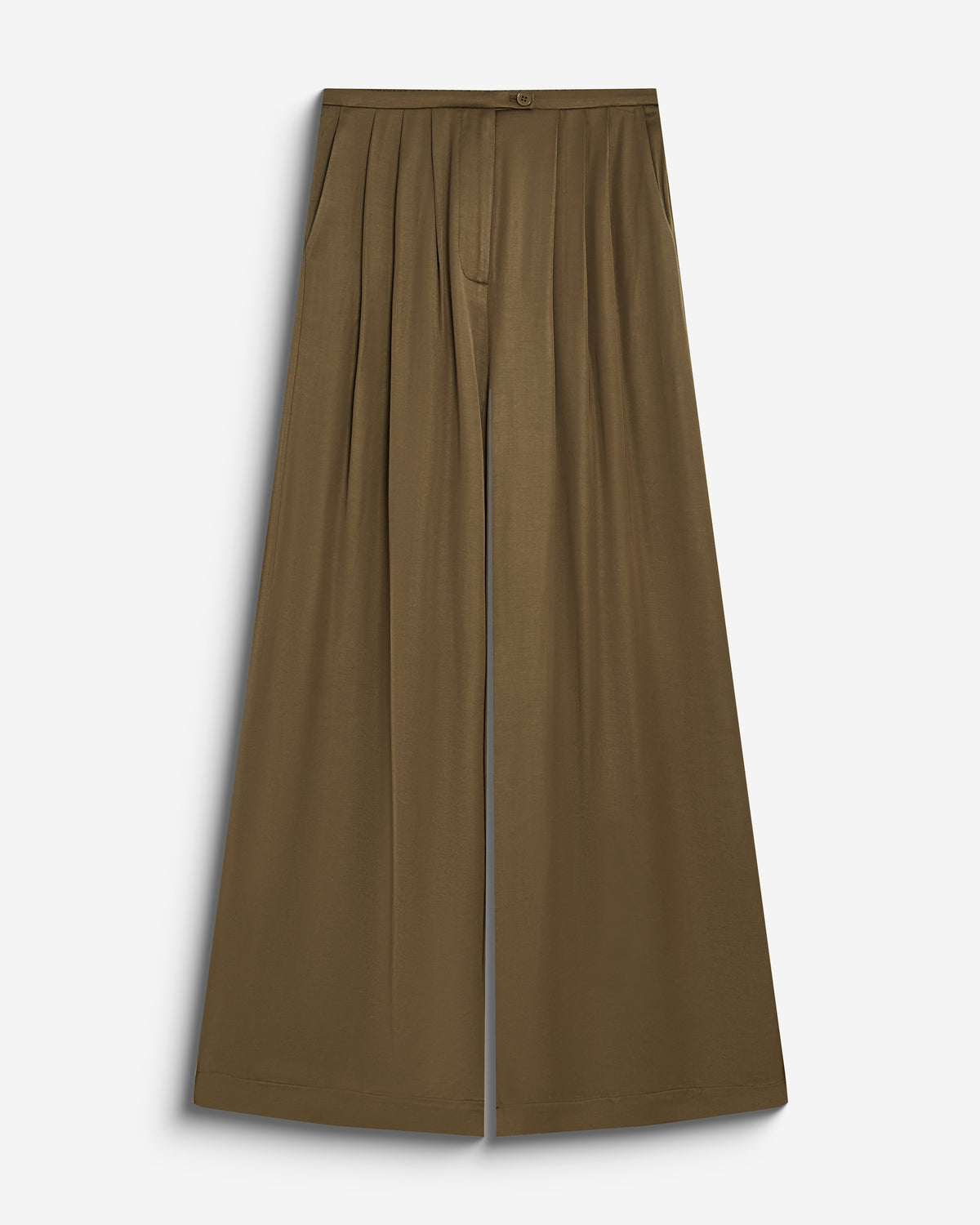 Pantalon en satin fluide à pinces olive Barnabe