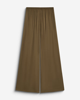Pantalon en satin fluide à pinces olive Barnabe