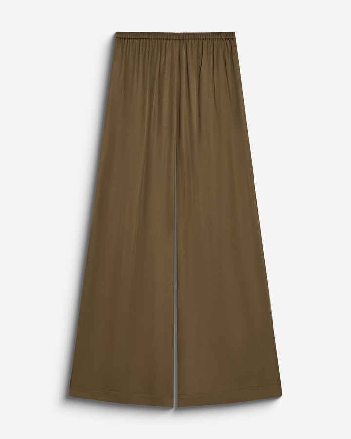 Pantalon en satin fluide à pinces olive Barnabe
