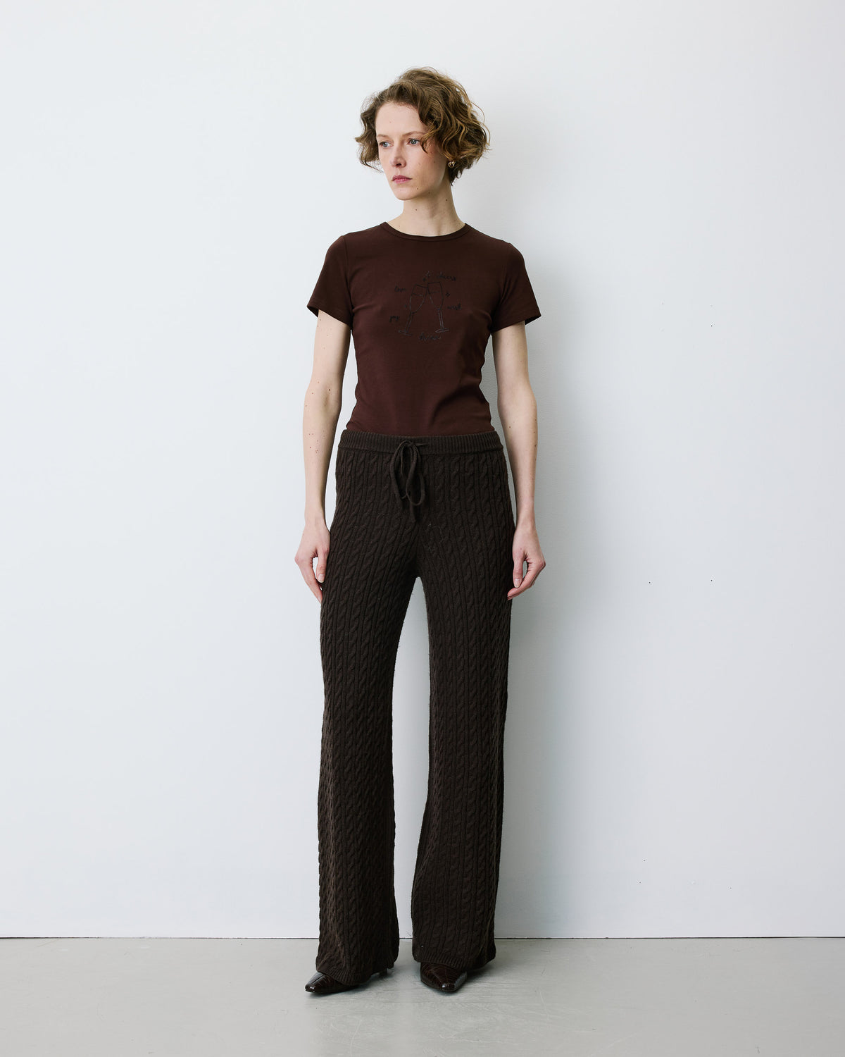 Wide-leg knitted pants chocolat Bilo
