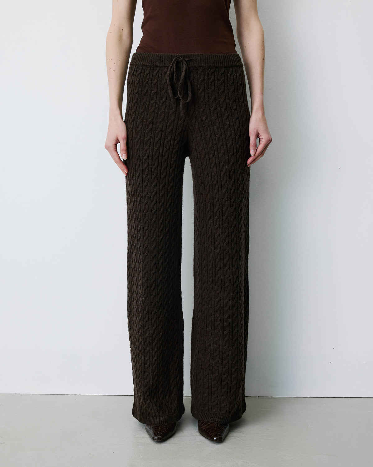 Wide-leg knitted pants chocolat Bilo