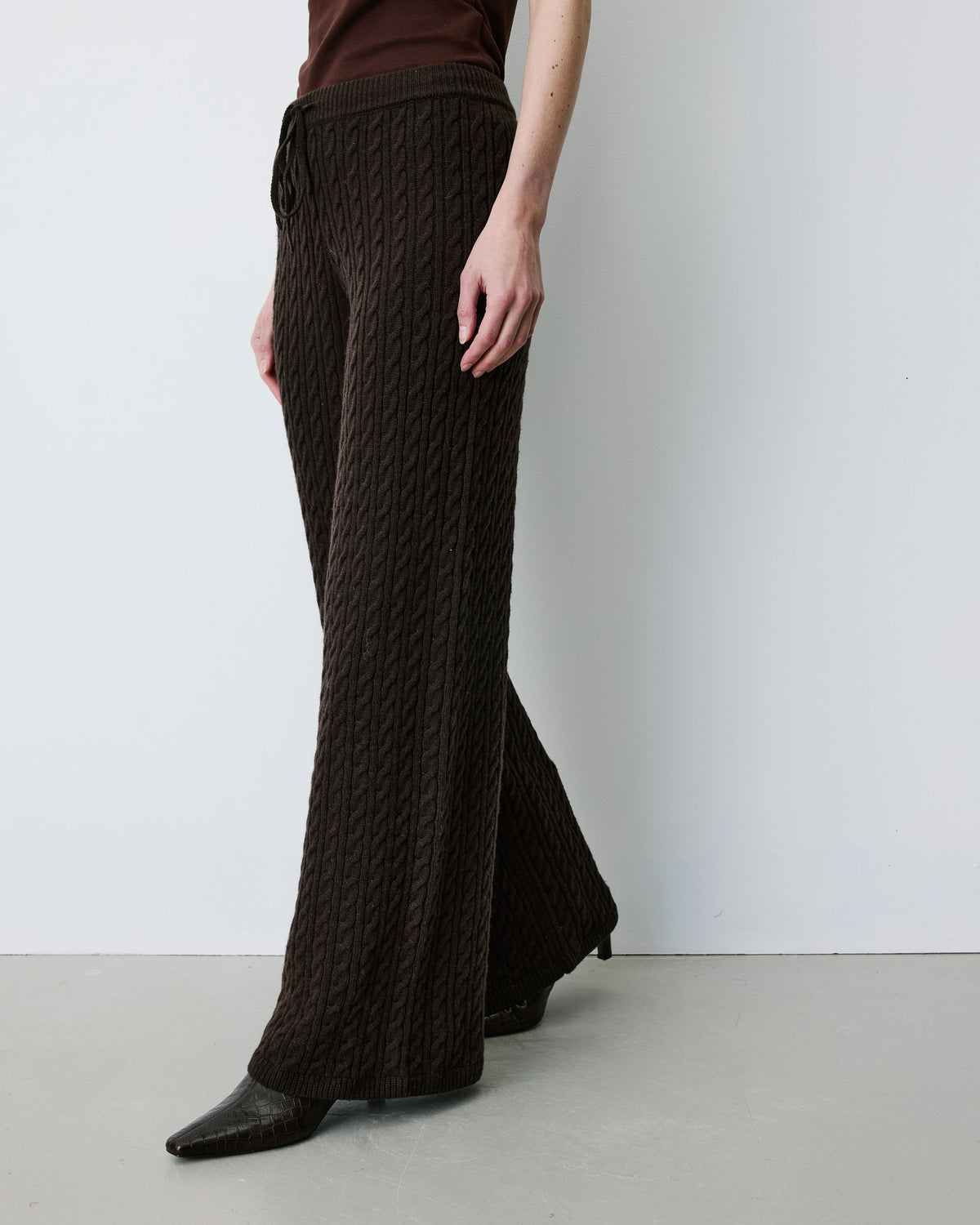Wide-leg knitted pants chocolat Bilo