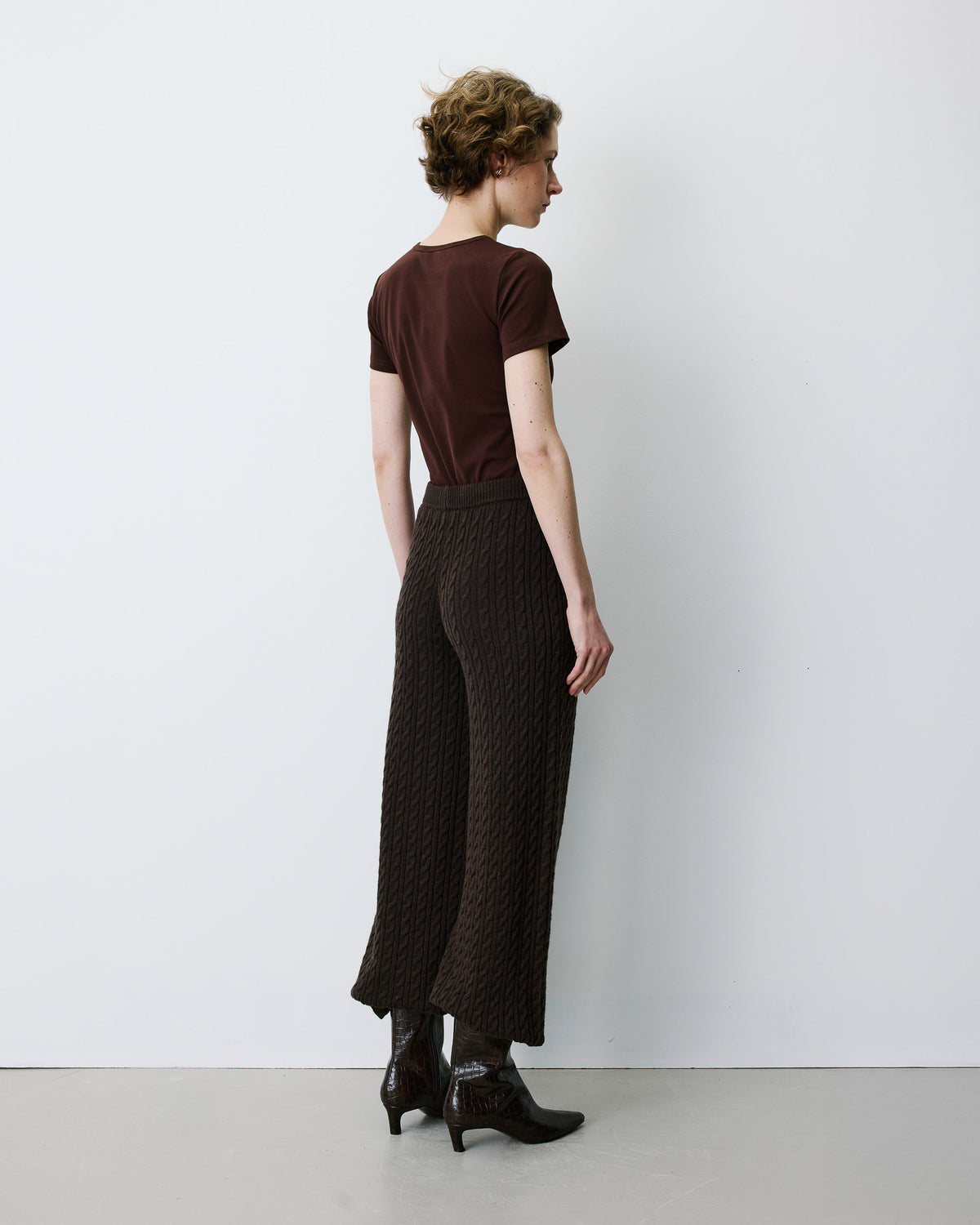 Wide-leg knitted pants chocolat Bilo