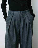 Pantalon tailleur oversize à plis ceinturé anthracite Barclay