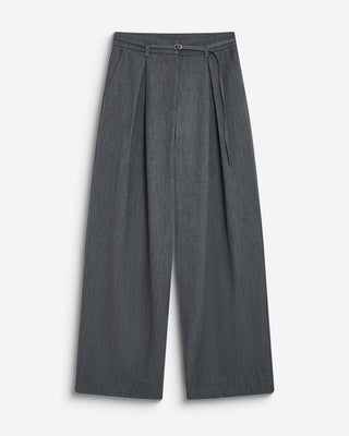 Pantalon tailleur oversize à plis ceinturé anthracite Barclay