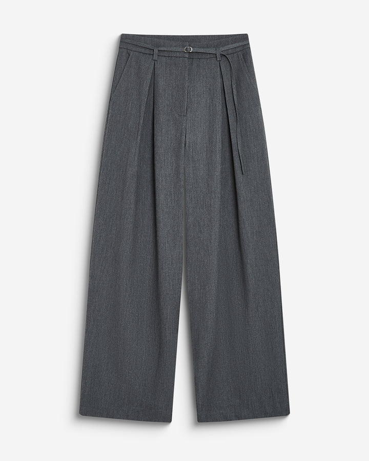 Pantalon tailleur oversize à plis ceinturé anthracite Barclay