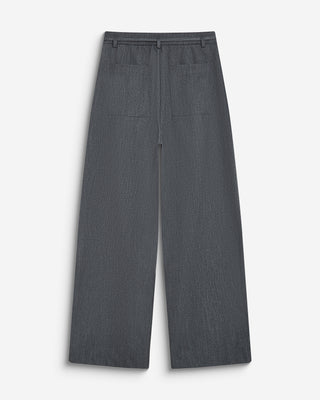 Pantalon tailleur oversize à plis ceinturé anthracite Barclay