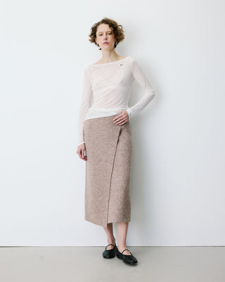 Langer Wickelrock aus Strick in mocha Biana