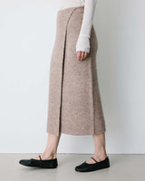 Langer Wickelrock aus Strick in mocha Biana
