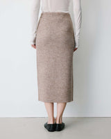 Langer Wickelrock aus Strick in mocha Biana