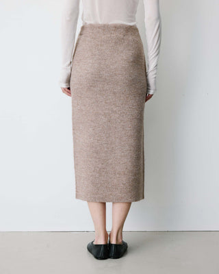 Langer Wickelrock aus Strick in mocha Biana