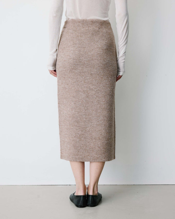 Langer Wickelrock aus Strick in mocha Biana