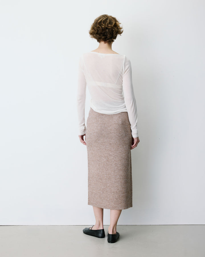 Langer Wickelrock aus Strick in mocha Biana