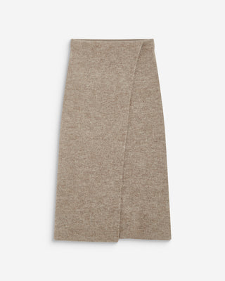 Langer Wickelrock aus Strick in mocha Biana