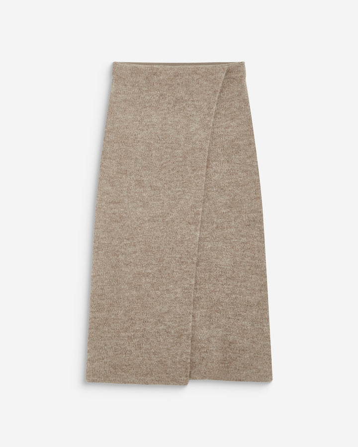 Langer Wickelrock aus Strick in mocha Biana