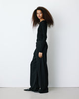 Pantalon tailleur oversize à plis ceinturé noir Barclay