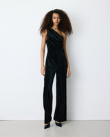Asymmetric velvet jumpsuit noir Brielle