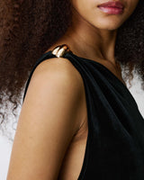 Asymmetric velvet jumpsuit noir Brielle
