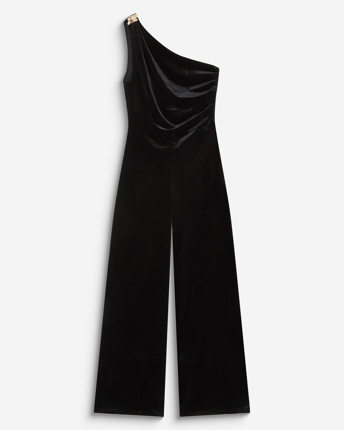 Asymmetric velvet jumpsuit noir Brielle