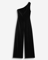 Asymmetric velvet jumpsuit noir Brielle