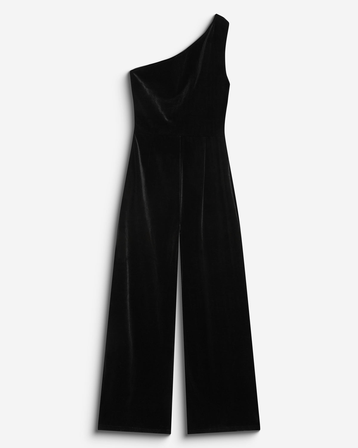 Asymmetric velvet jumpsuit noir Brielle