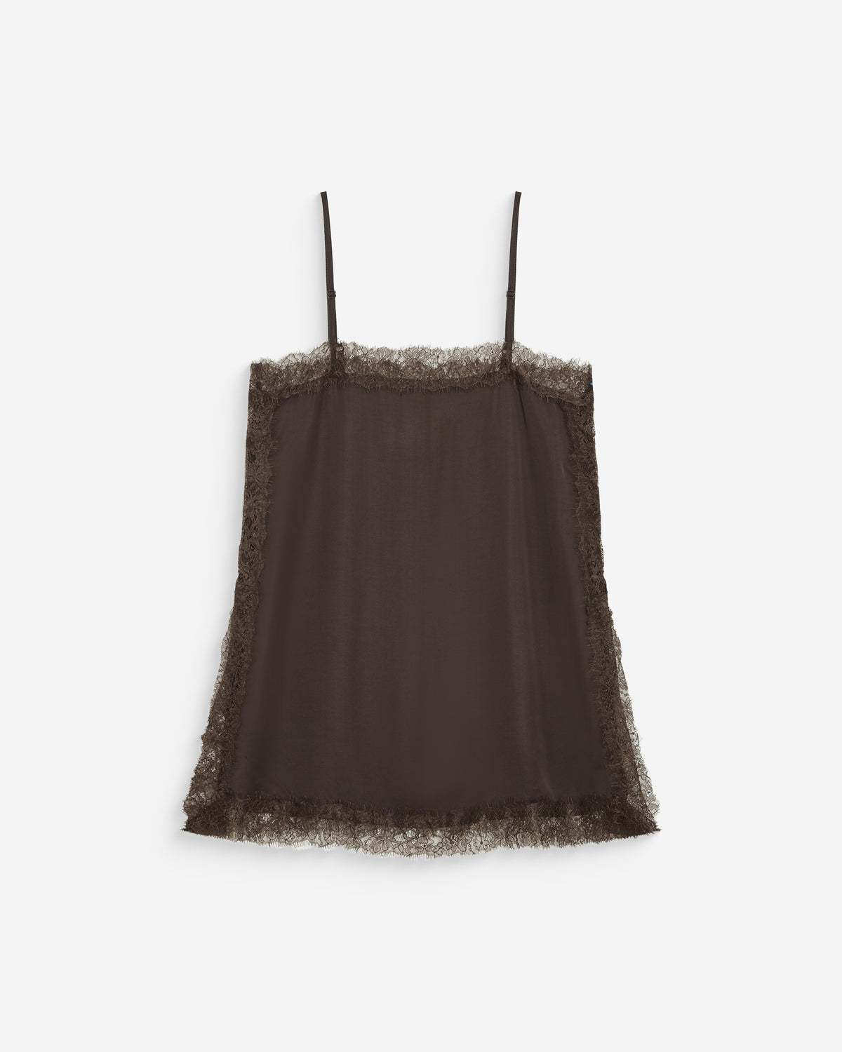 Caraco en satin et dentelle col carré chocolat Blossom