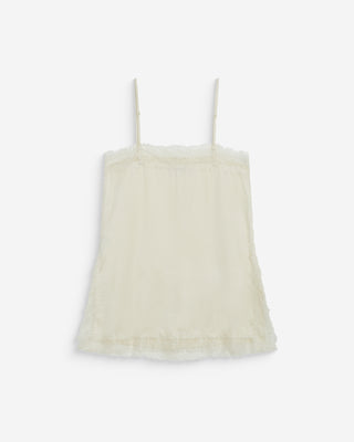 Caraco en satin et dentelle col carré ecru Blossom