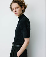 Pull doux manches courtes col cheminée noir Birdie