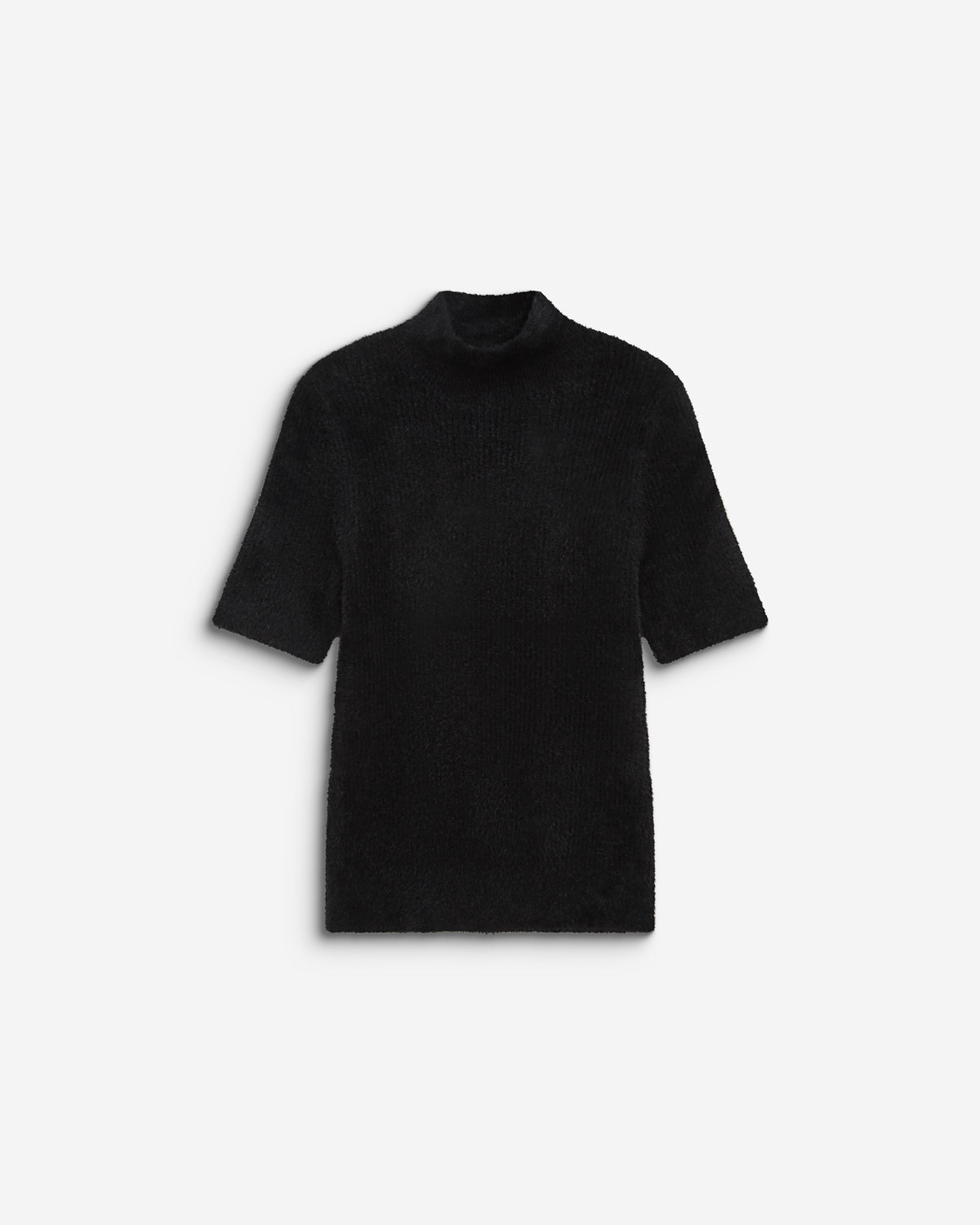 Pull doux manches courtes col cheminée noir Birdie