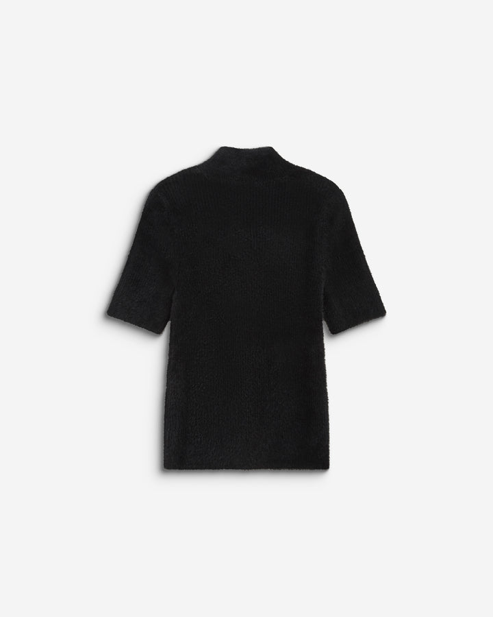 Pull doux manches courtes col cheminée noir Birdie