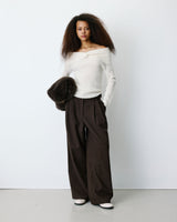 Pull à épaules dénudées manches longues ecru Bisou