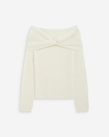 Pull à épaules dénudées manches longues ecru Bisou