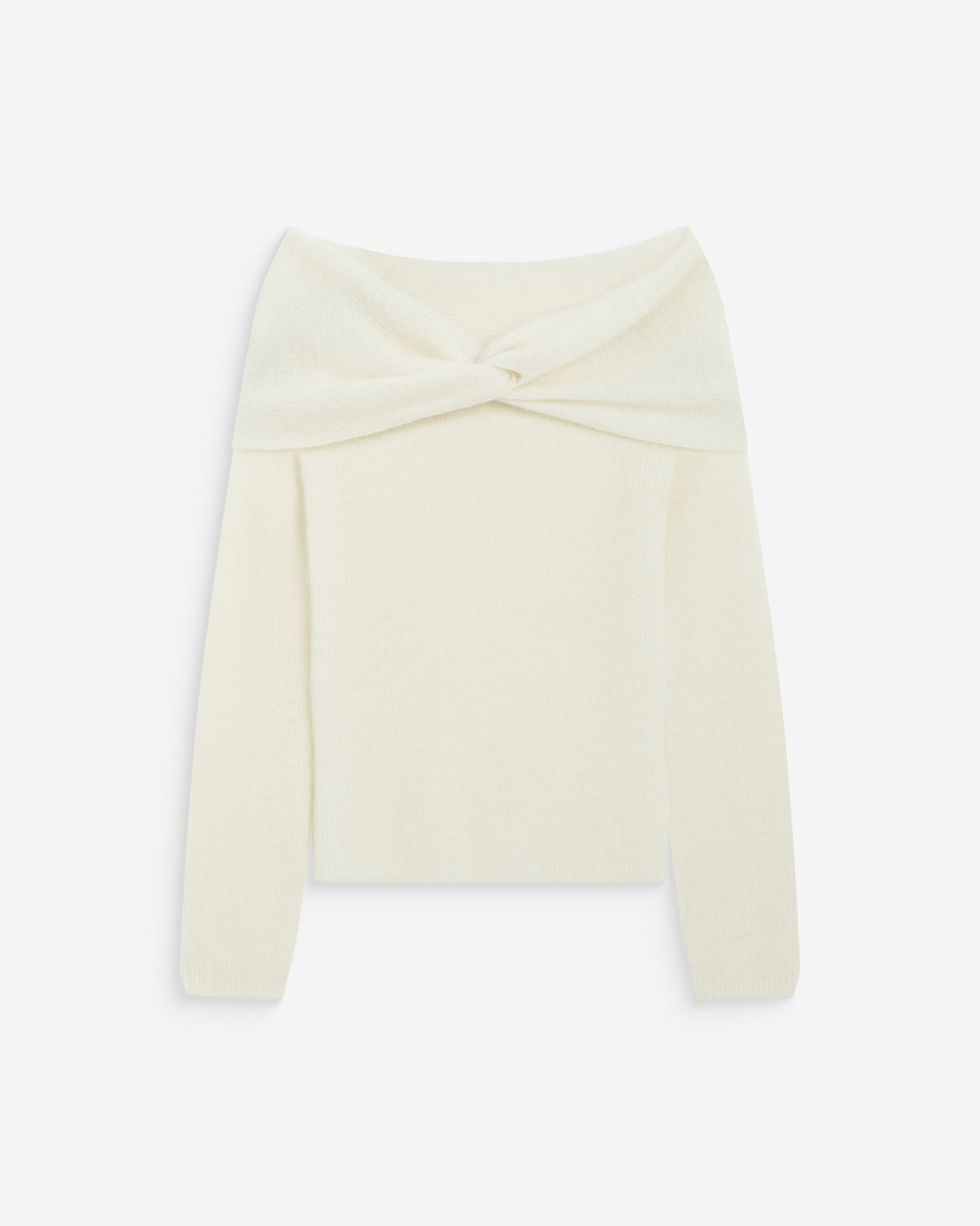 Pull à épaules dénudées manches longues ecru Bisou